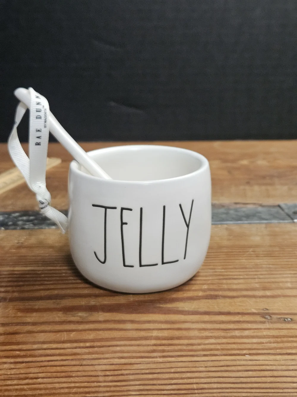 Rae Dunn White Jelly Ceramic Jar with Spoon